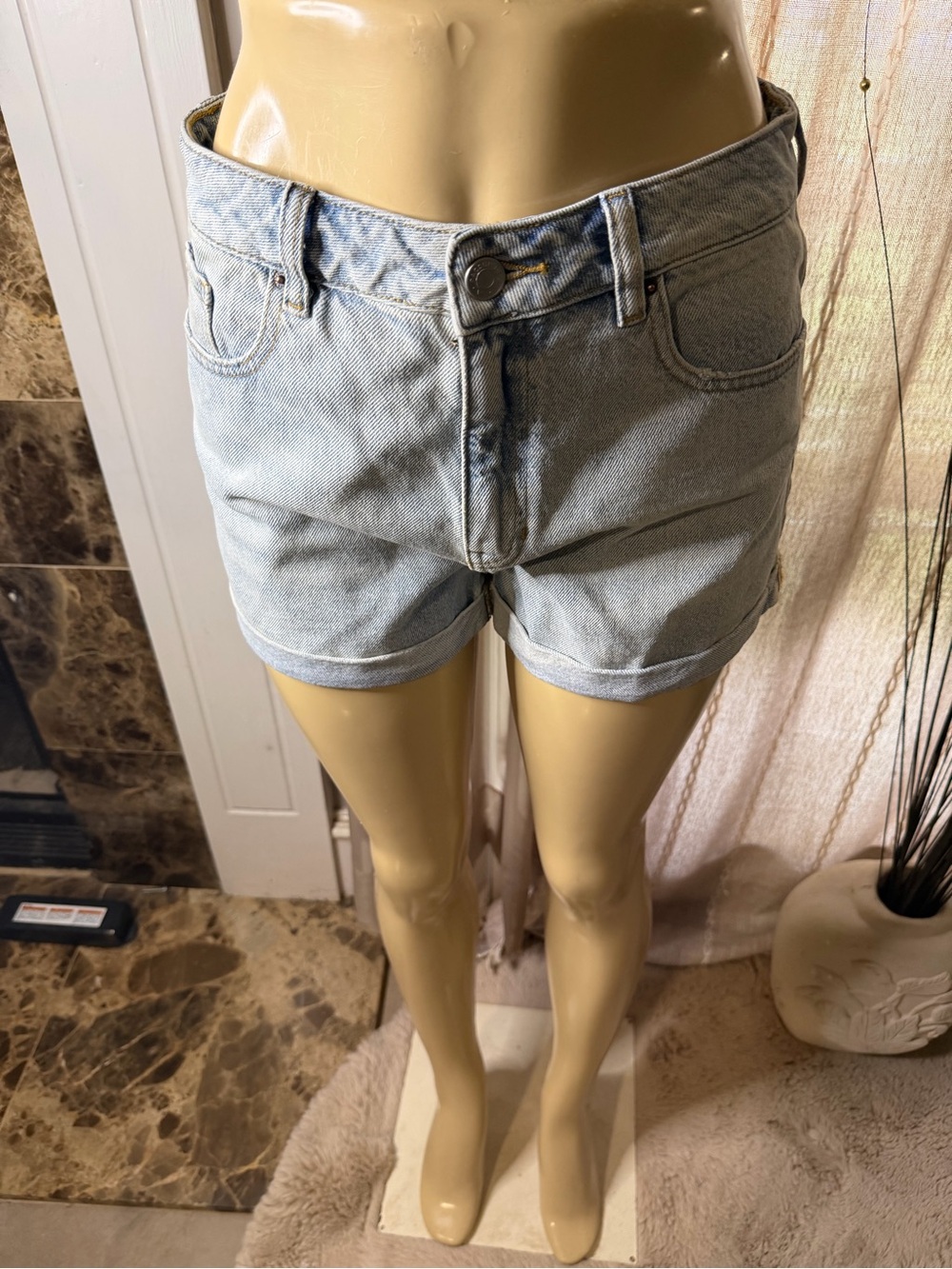 PacSun Light Blue Denim Rolled Hem Shorts